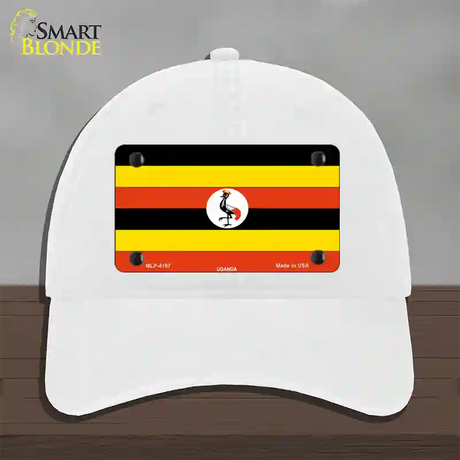 Uganda Flag Novelty License Plate Hat Unconstructed Cotton / White