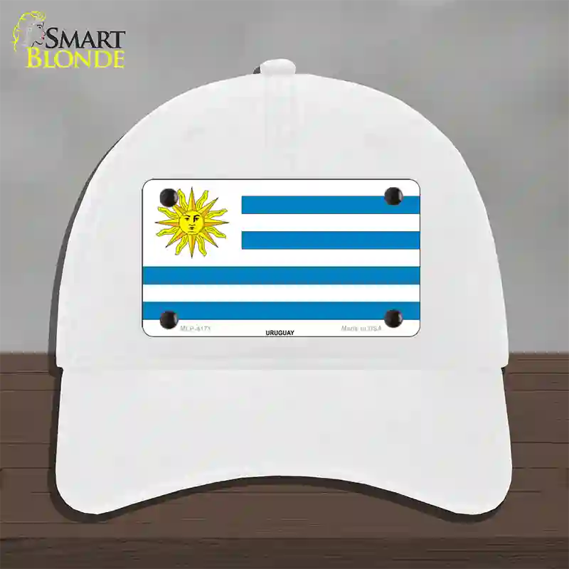 Uruguay Flag Novelty License Plate Hat Unconstructed Cotton / White