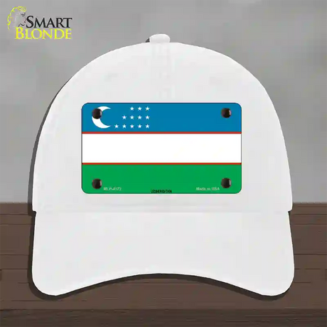 Uzbe Kistan Flag Novelty License Plate Hat Unconstructed Cotton / White