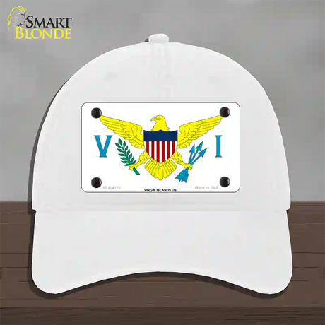 Virgin Islands US Flag Novelty License Plate Hat Unconstructed Cotton / White