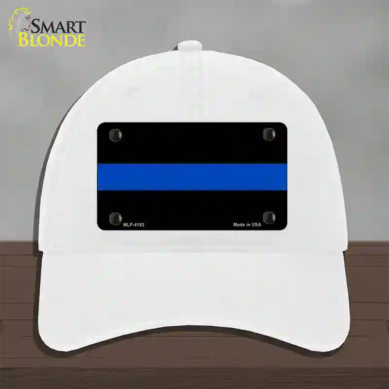 Thin Blue Line Police Novelty License Plate Hat Unconstructed Cotton / White