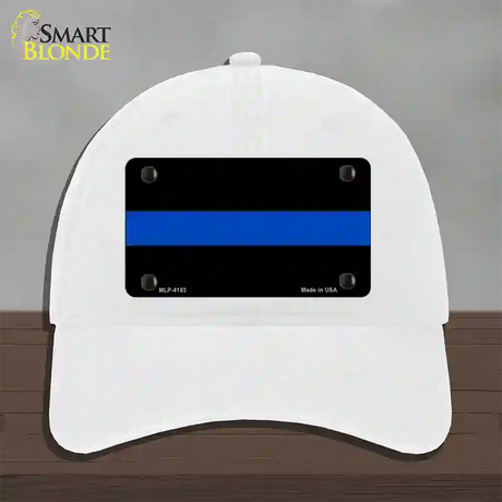 Thin Blue Line Police Novelty License Plate Hat Unconstructed Cotton / White