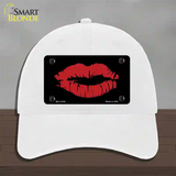 Full Red Lips Novelty License Plate Hat Unconstructed Cotton / White