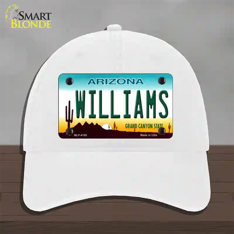 Williams Arizona Novelty License Plate Hat Unconstructed Cotton / White