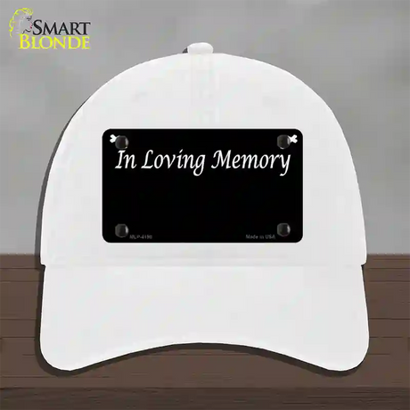 In Loving Memory Black Novelty License Plate Hat Unconstructed Cotton / White