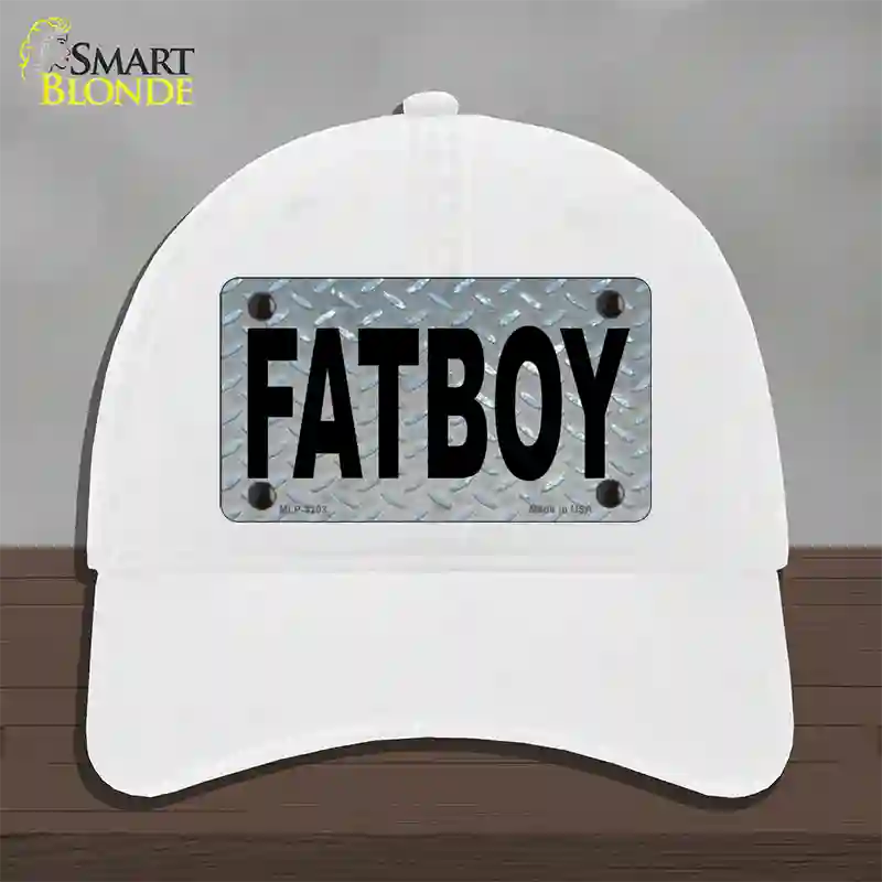 Fat Boy Diamond Novelty License Plate Hat Unconstructed Cotton / White