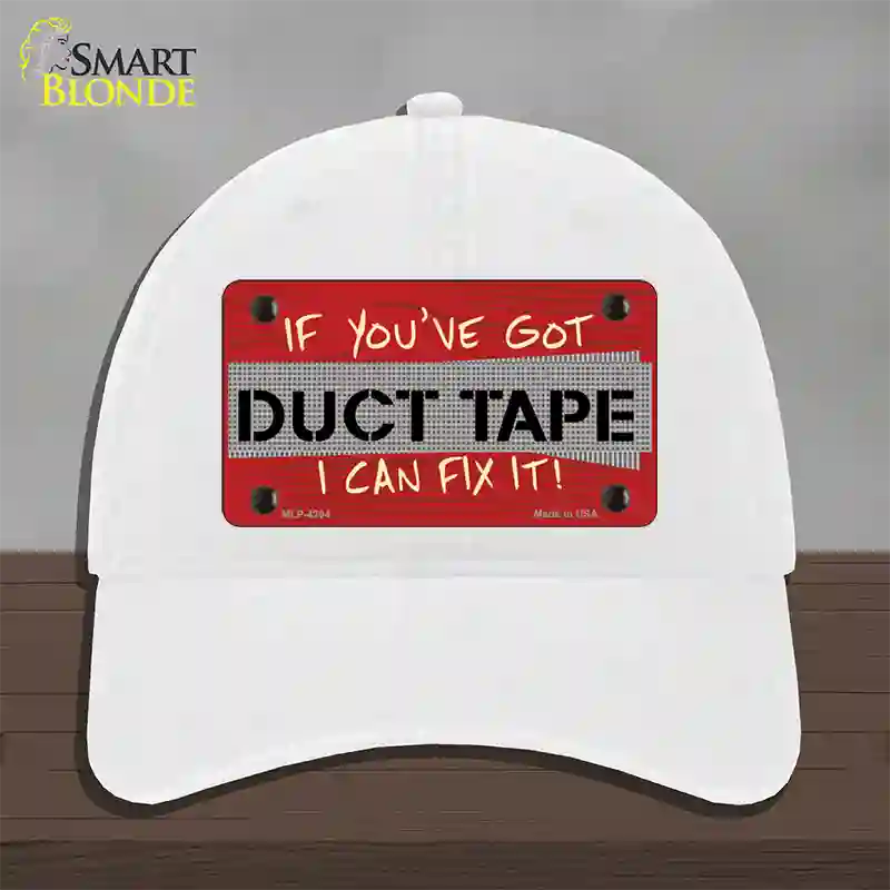 Duct Tape Novelty License Plate Hat Unconstructed Cotton / White