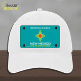 New Mexico Teal State Blank Novelty License Plate Hat Unconstructed Cotton / White