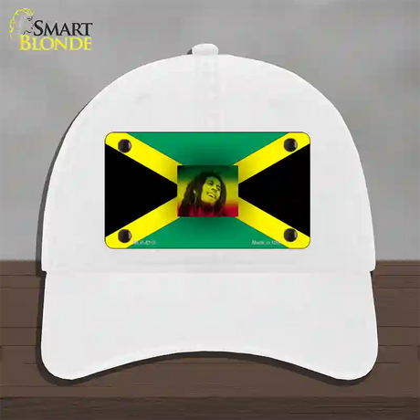 Jamaica Flag Bob Marley Novelty License Plate Hat Unconstructed Cotton / White