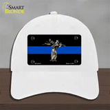 Thin Blue Line Police SWAT Novelty License Plate Hat Unconstructed Cotton / White