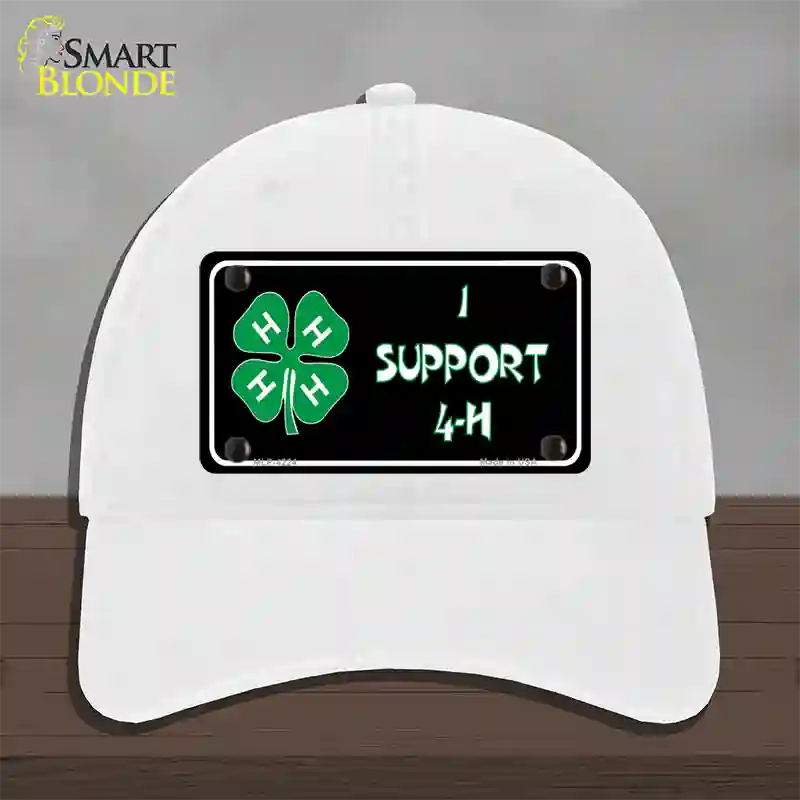 I Support 4-H Novelty License Plate Hat Unconstructed Cotton / White