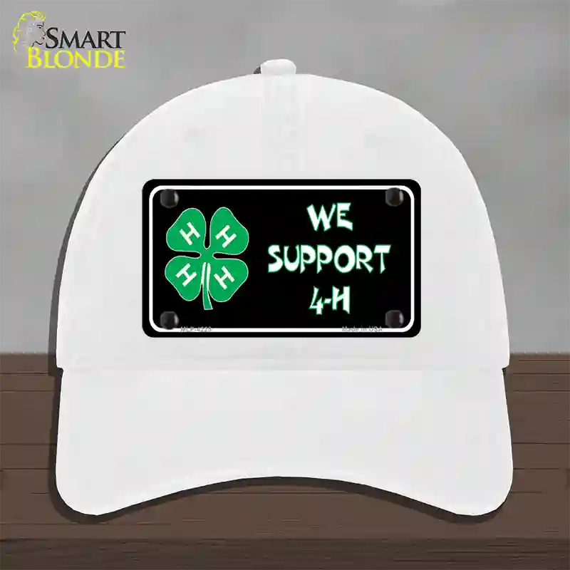 We Support 4-H Novelty License Plate Hat Unconstructed Cotton / White