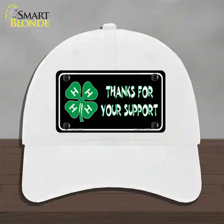 Thanks For Your Support 4-H Novelty License Plate Hat Unconstructed Cotton / White