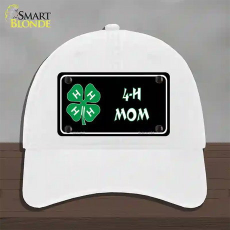 4-H Mom Novelty License Plate Hat Unconstructed Cotton / White