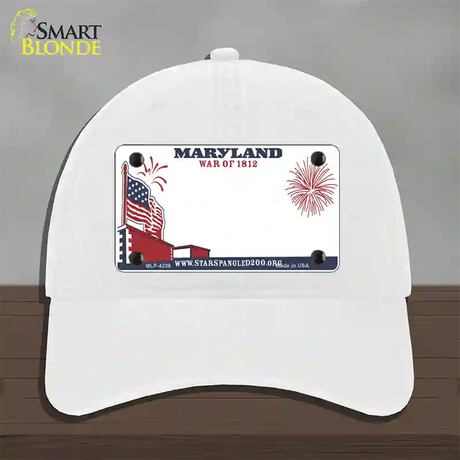 Maryland State Novelty License Plate Hat Unconstructed Cotton / White