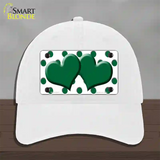 Green White Polka Dot Green Centered Hearts Novelty License Plate Hat Unconstructed Cotton / White