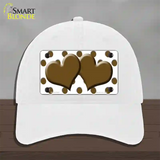 Brown White Polka Dot With Brown Centered Hearts Novelty License Plate Hat Unconstructed Cotton / White