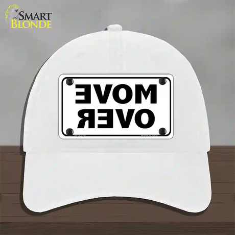 Move Over White Novelty License Plate Hat Unconstructed Cotton / White