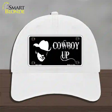 Cowboy Up License Novelty License Plate Hat Unconstructed Cotton / White