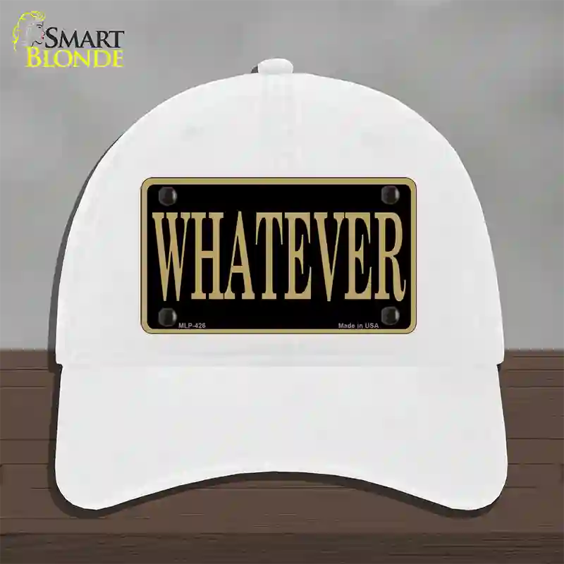 Whatever Novelty License Plate Hat Unconstructed Cotton / White