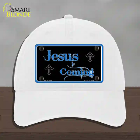 Jesus Is Coming Novelty License Plate Hat Unconstructed Cotton / White