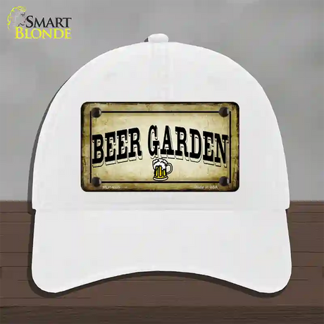 Beer Garden Novelty License Plate Hat Unconstructed Cotton / White