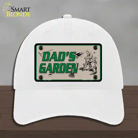 Dads Garden Novelty License Plate Hat Unconstructed Cotton / White