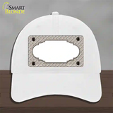 Tan White Quatrefoil Center Scallop Novelty License Plate Hat Unconstructed Cotton / White