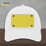 Yellow White Quatrefoil Novelty License Plate Hat Unconstructed Cotton / White
