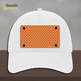 Orange White Quatrefoil Novelty License Plate Hat Unconstructed Cotton / White