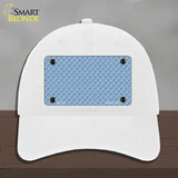 Light Blue White Quatrefoil Novelty License Plate Hat Unconstructed Cotton / White