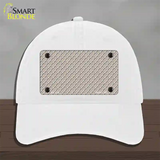 Tan White Quatrefoil Novelty License Plate Hat Unconstructed Cotton / White
