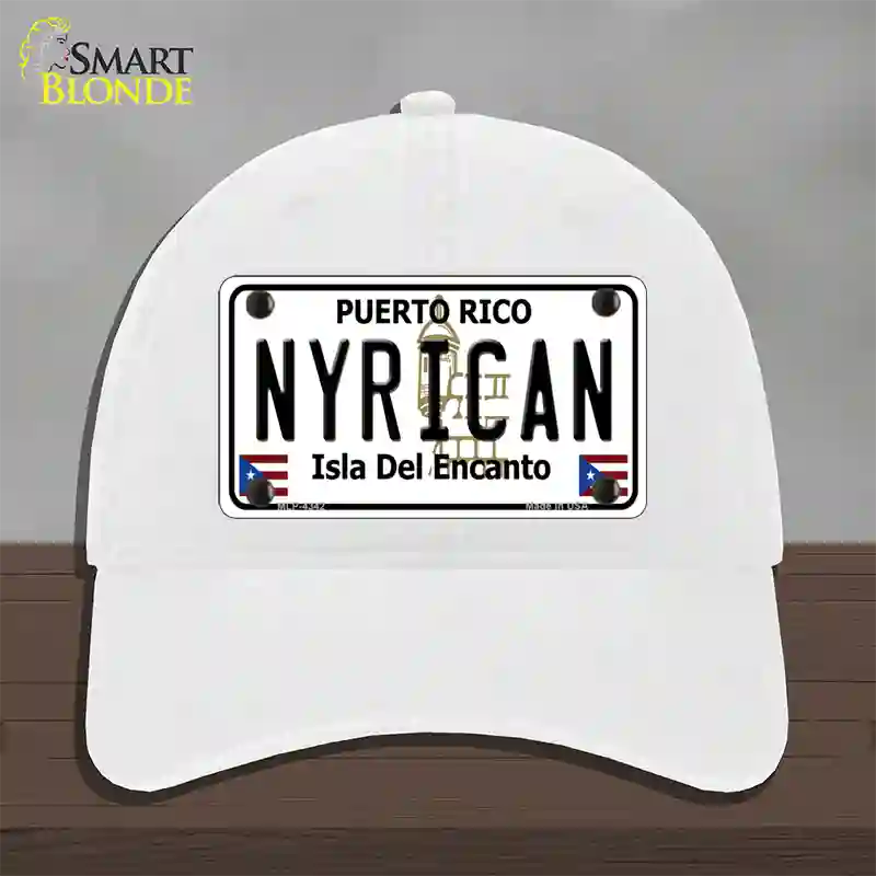 Nyrican Puerto Rico Novelty License Plate Hat Unconstructed Cotton / White