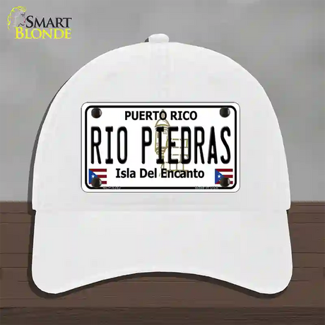 Rio Piedra Puerto Rico Novelty License Plate Hat Unconstructed Cotton / White