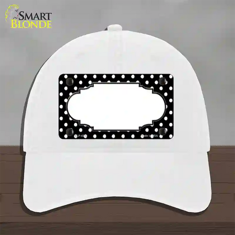 Scallop Black White Polka Dot Novelty License Plate Hat Unconstructed Cotton / White