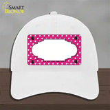 Scallop Pink White Polka Dot Novelty License Plate Hat Unconstructed Cotton / White