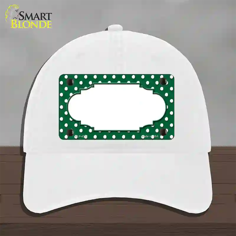 Scallop Green White Polka Dot Novelty License Plate Hat Unconstructed Cotton / White