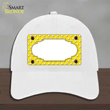 Scallop Yellow White Polka Dot Novelty License Plate Hat Unconstructed Cotton / White