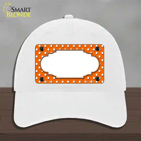 Scallop Orange White Polka Dot Novelty License Plate Hat Unconstructed Cotton / White