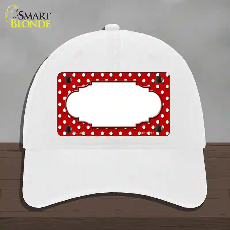 Scallop Red White Polka Dot Novelty License Plate Hat Unconstructed Cotton / White