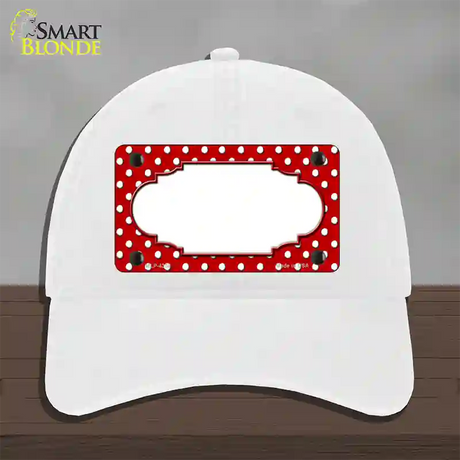 Scallop Red White Polka Dot Novelty License Plate Hat Unconstructed Cotton / White