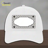 Scallop Grey White Polka Dot Novelty License Plate Hat Unconstructed Cotton / White