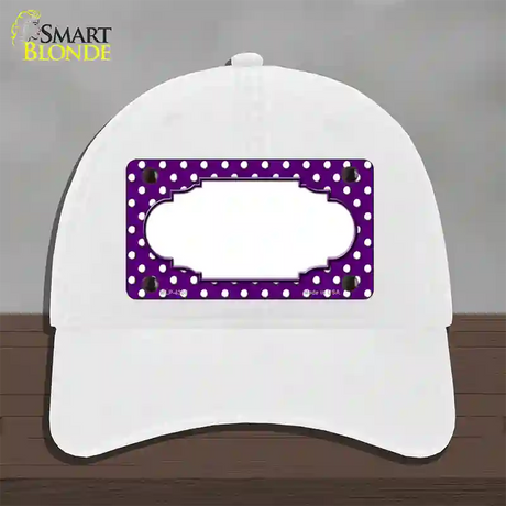 Scallop Purple White Polka Dot Novelty License Plate Hat Unconstructed Cotton / White