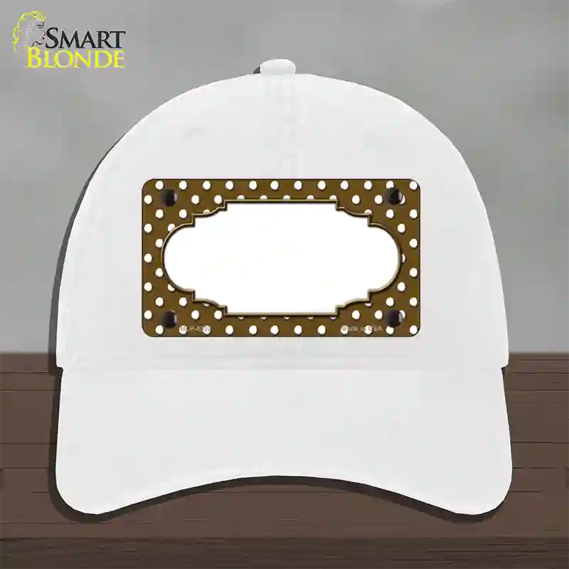 Scallop Brown White Polka Dot Novelty License Plate Hat Unconstructed Cotton / White