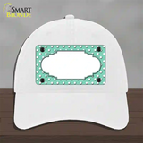 Scallop Mint White Polka Dot Novelty License Plate Hat Unconstructed Cotton / White