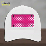 Pink Polka Dot Novelty License Plate Hat Unconstructed Cotton / White