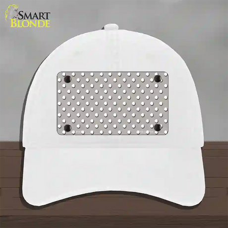 Grey Polka Dot Novelty License Plate Hat Unconstructed Cotton / White