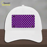 Purple Polka Dot Novelty License Plate Hat Unconstructed Cotton / White