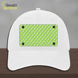 Lime Green Polka Dot Novelty License Plate Hat Unconstructed Cotton / White