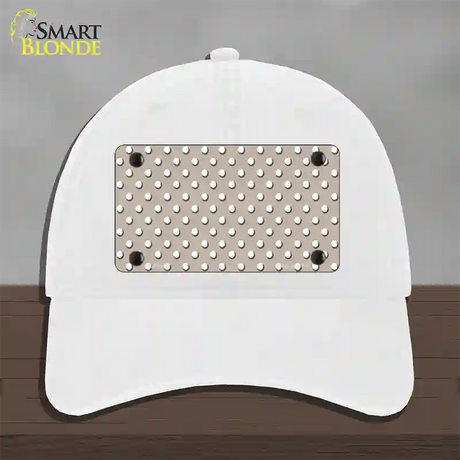 Tan Polka Dot Novelty License Plate Hat Unconstructed Cotton / White